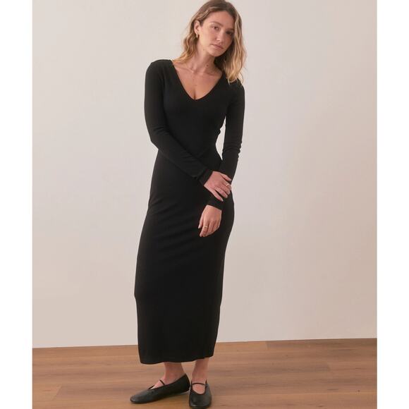 Marine Layer Dresses & Skirts - Marine Layer Elegant Black Long Sleeve Midi Dress